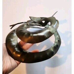 David Lesser Metal Art Sculpture Snake Signed Broze Color 7" x 6" x 4"